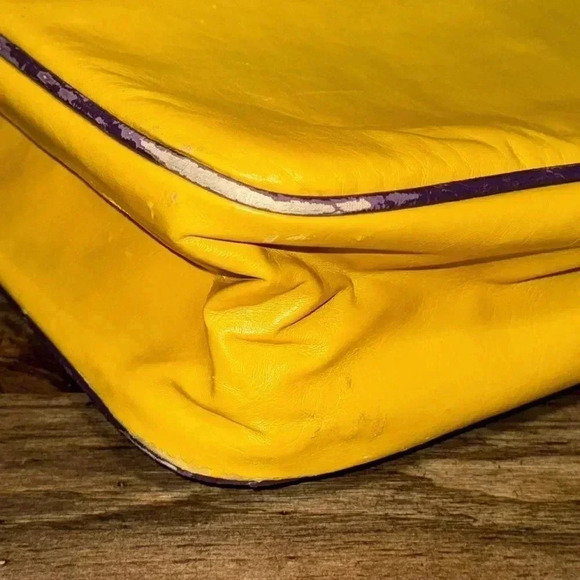 vintage yellow purple shoulder crossbody bag computer messenger bag adjustable - Picture 11 of 15